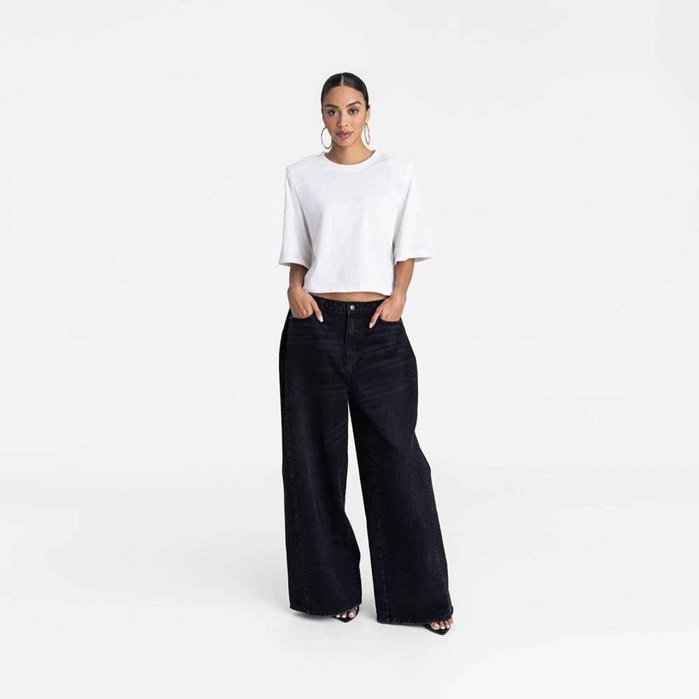 KBB by KAHLANA Women's Low-Rise Wide Leg 'The Rachel Jean' Black Wash 6 - Picture 3 of 3